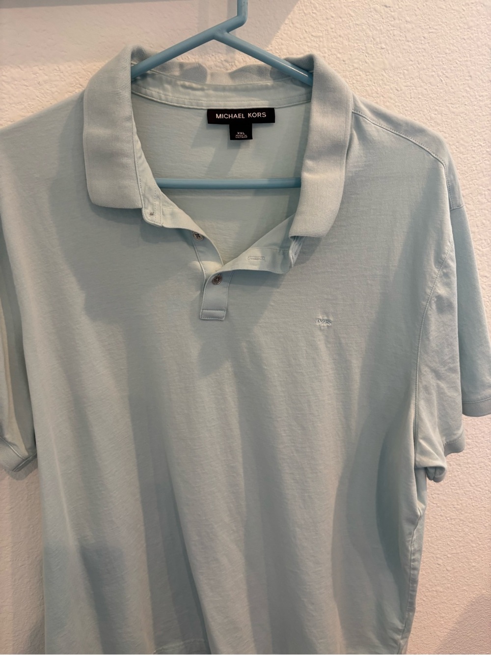 Michael Kors Men’s Pale Blue Polo Shirt with Embroidered Logo